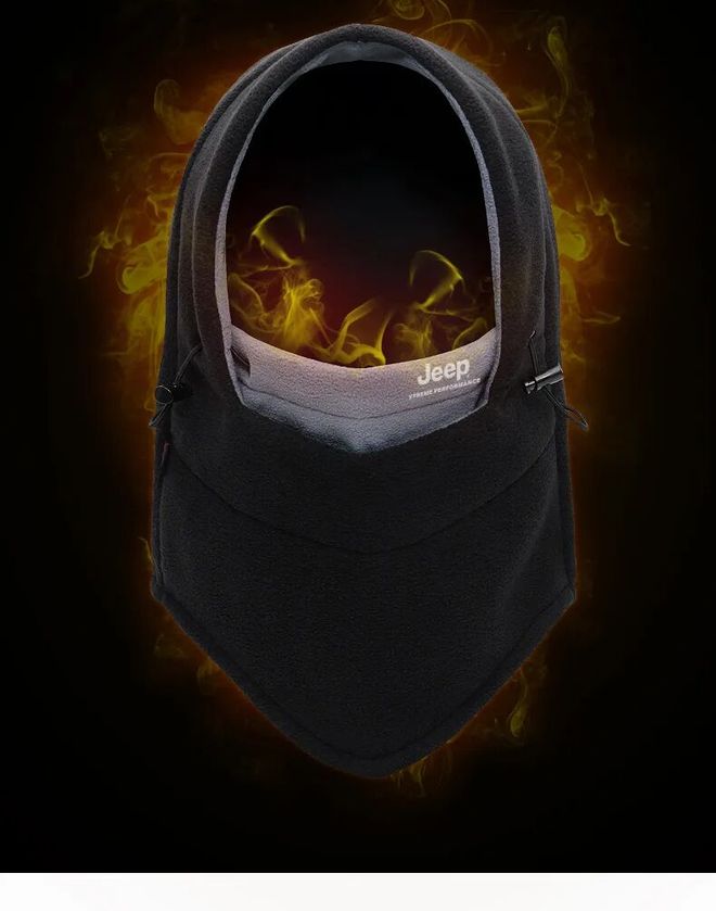 【骑行登山必备】JEEP双面抓绒头套围脖锁温防风一体设计寒冬出行超舒适！(图1)